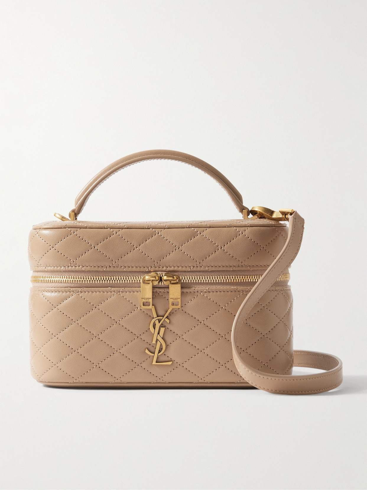 Saint Laurent Gaby Vanity Leather Shoulder Bag In Neutrals