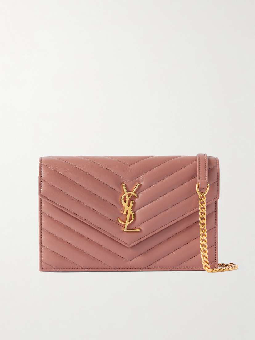 Saint Laurent Cassandre Mini Matelassé Leather Chain Wallet