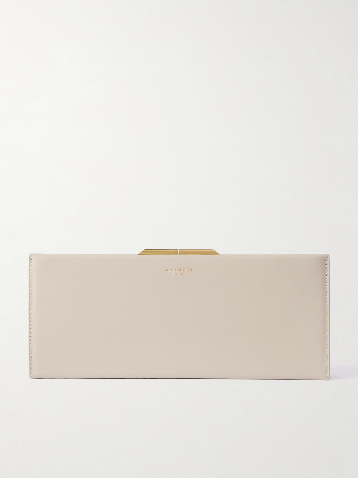 Saint Laurent Leather Clutch In White