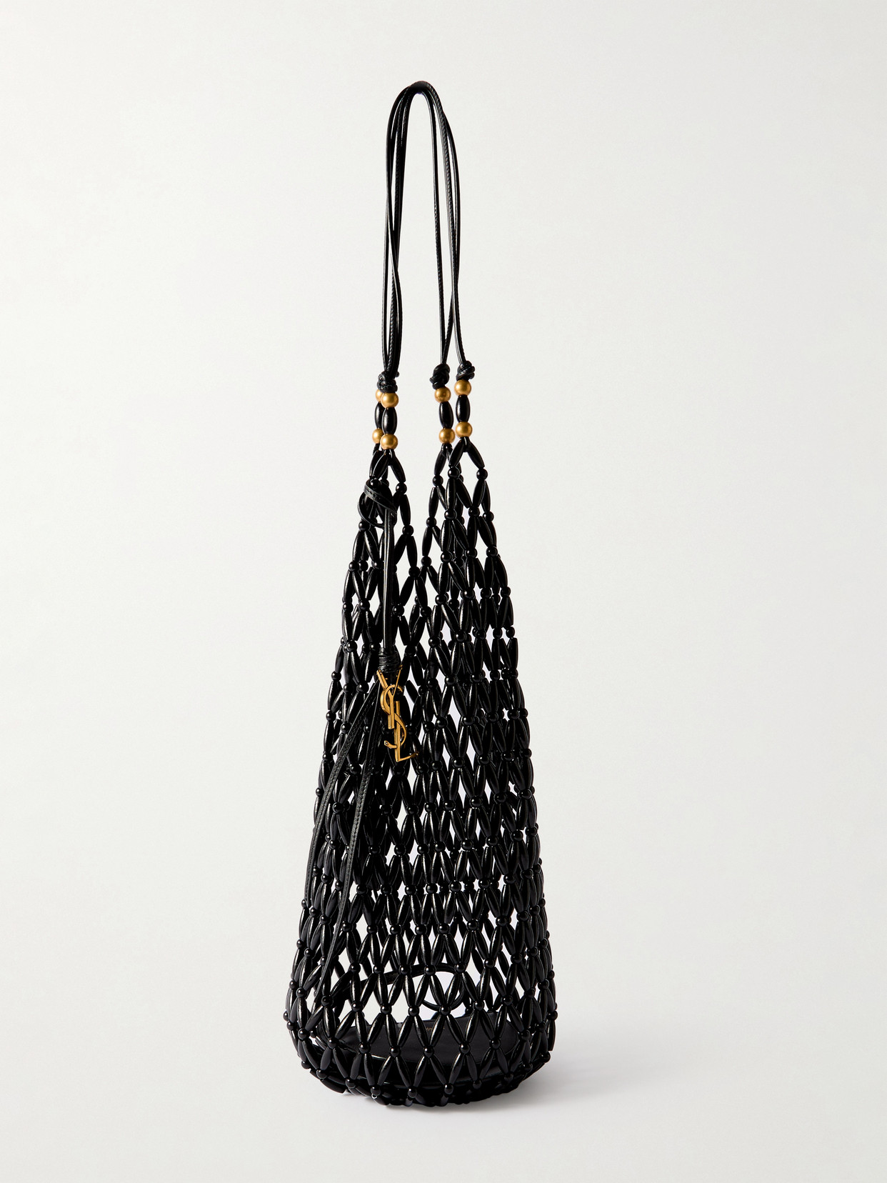 Saint Laurent Beaded Embellished Leather Tote In Black
