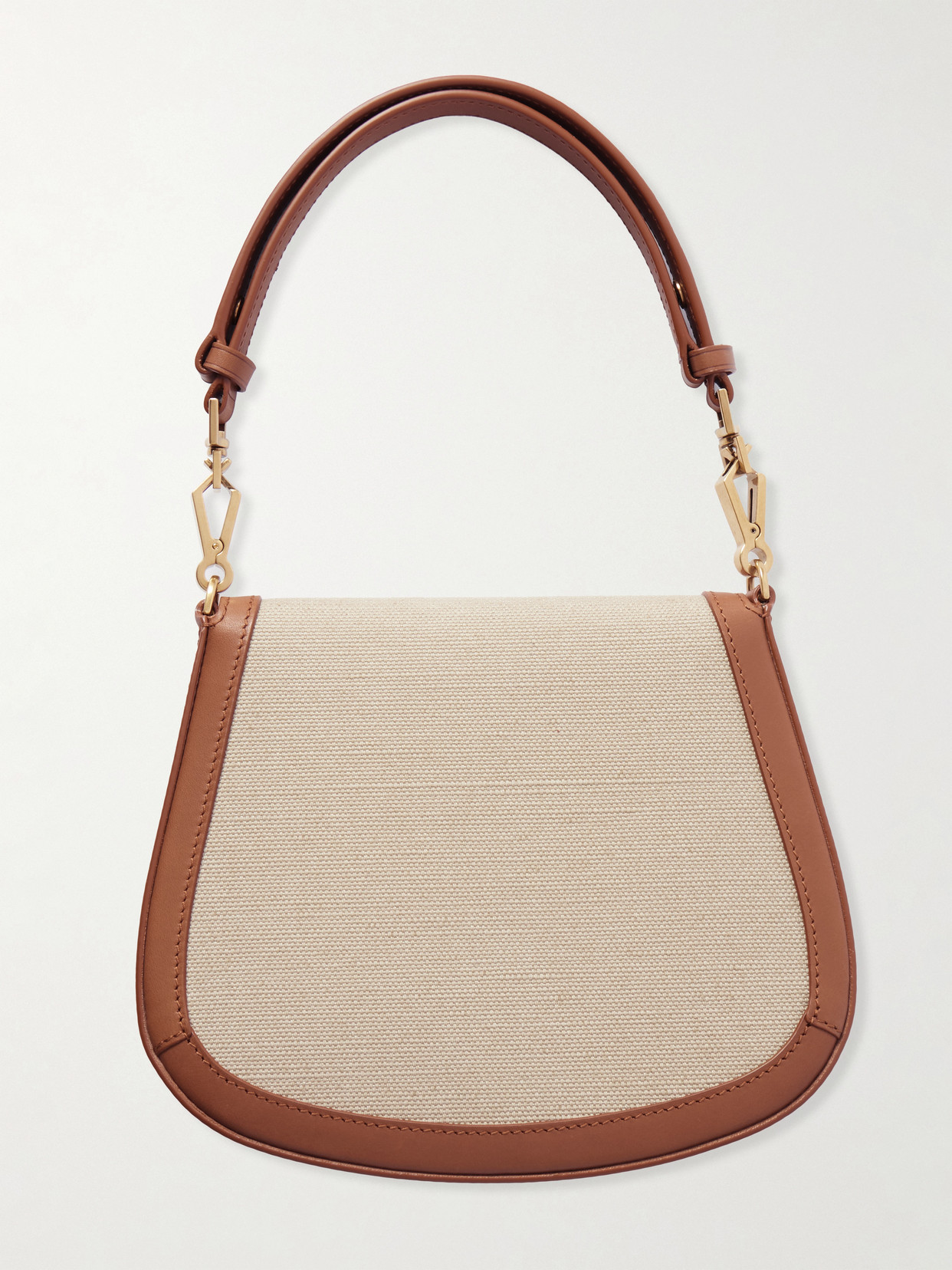 Saint Laurent Voltaire Canvas-trimmed Leather Mini Bag In Neutrals
