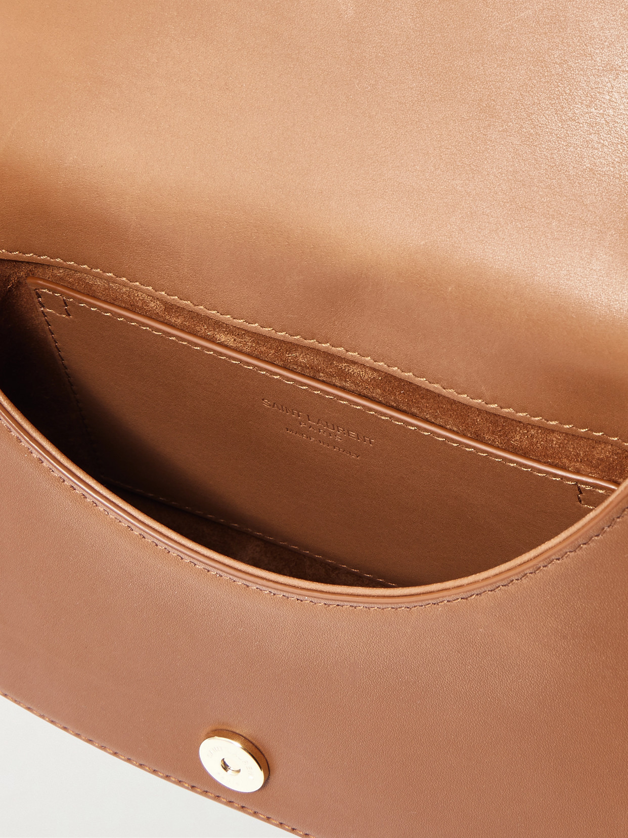 Saint Laurent Voltaire Canvas-trimmed Leather Mini Bag In Neutrals