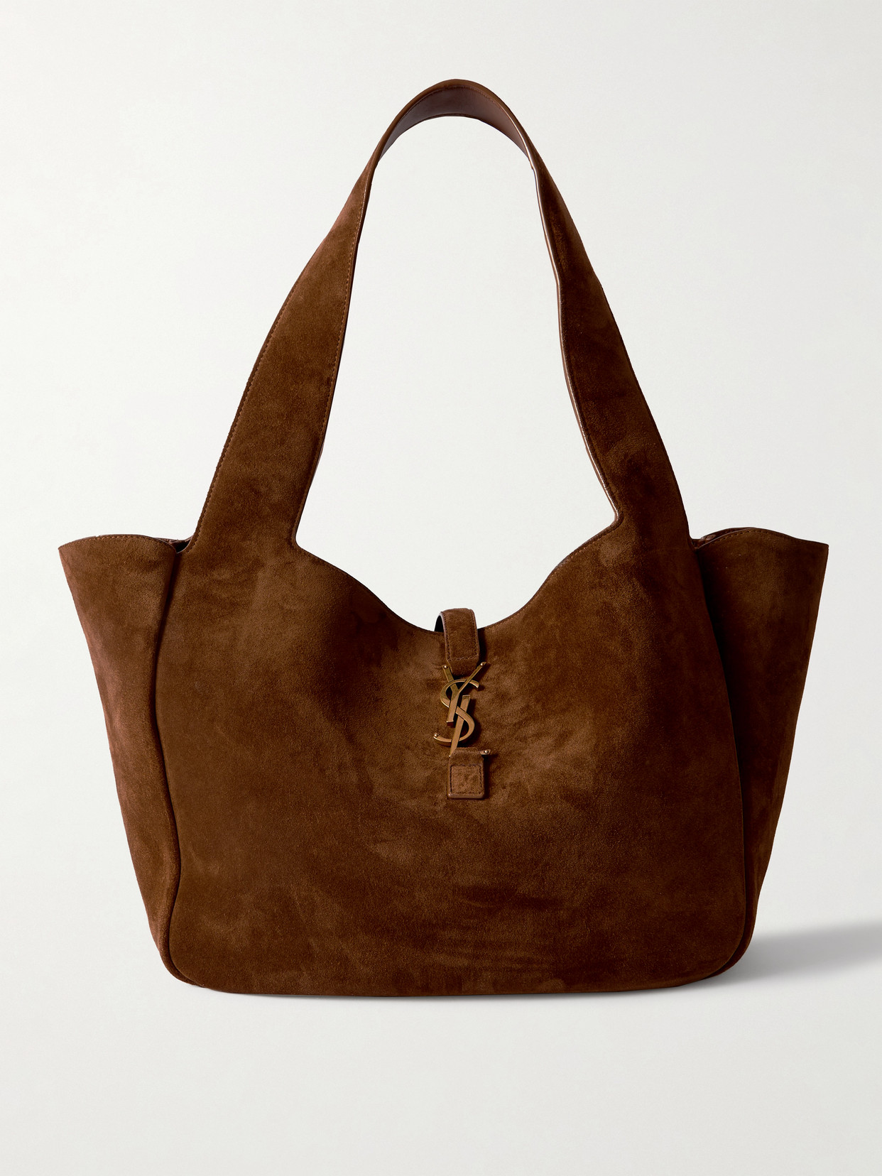 Saint Laurent Le 5 À 7 Bea Suede Tote In Brown