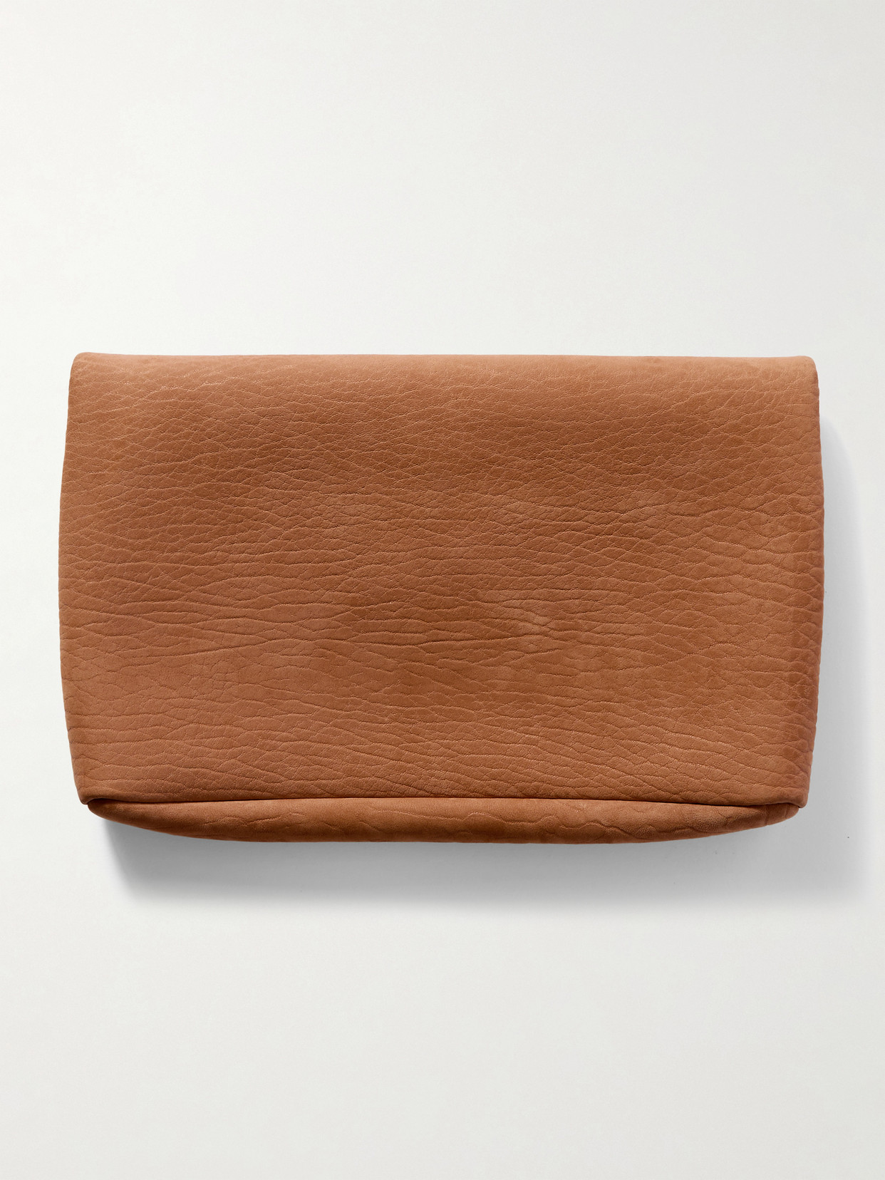 Saint Laurent Cassandre Large Textured-nubuck Clutch In Neutrals