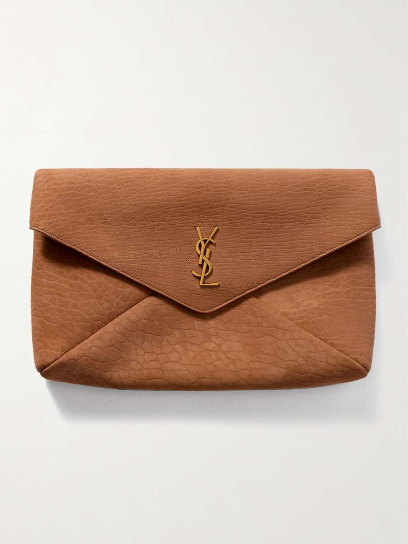 Saint Laurent Cassandre Large Textured-nubuck Clutch