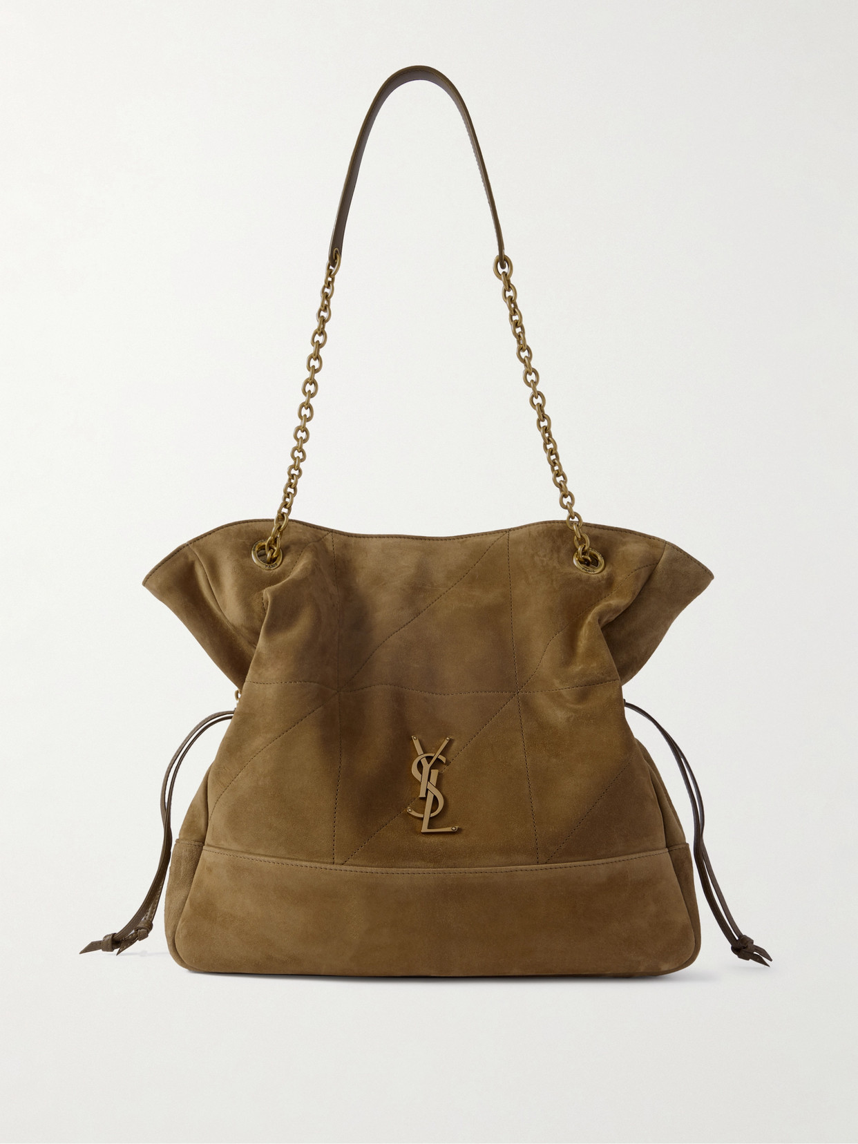 SAINT LAURENT - Jamie Shopping Appliquéd Quilted Suede Shoulder Bag - Green