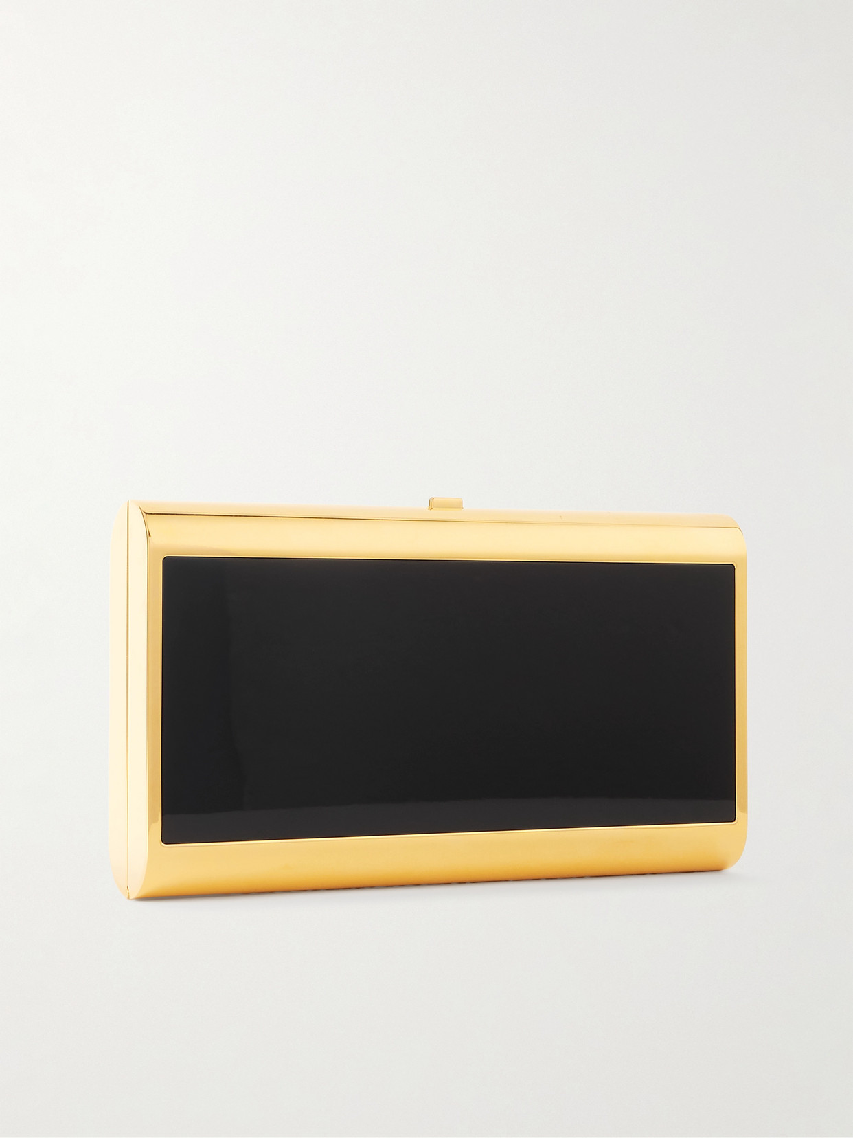 Saint Laurent Gold-tone And Enamel Clutch In Black