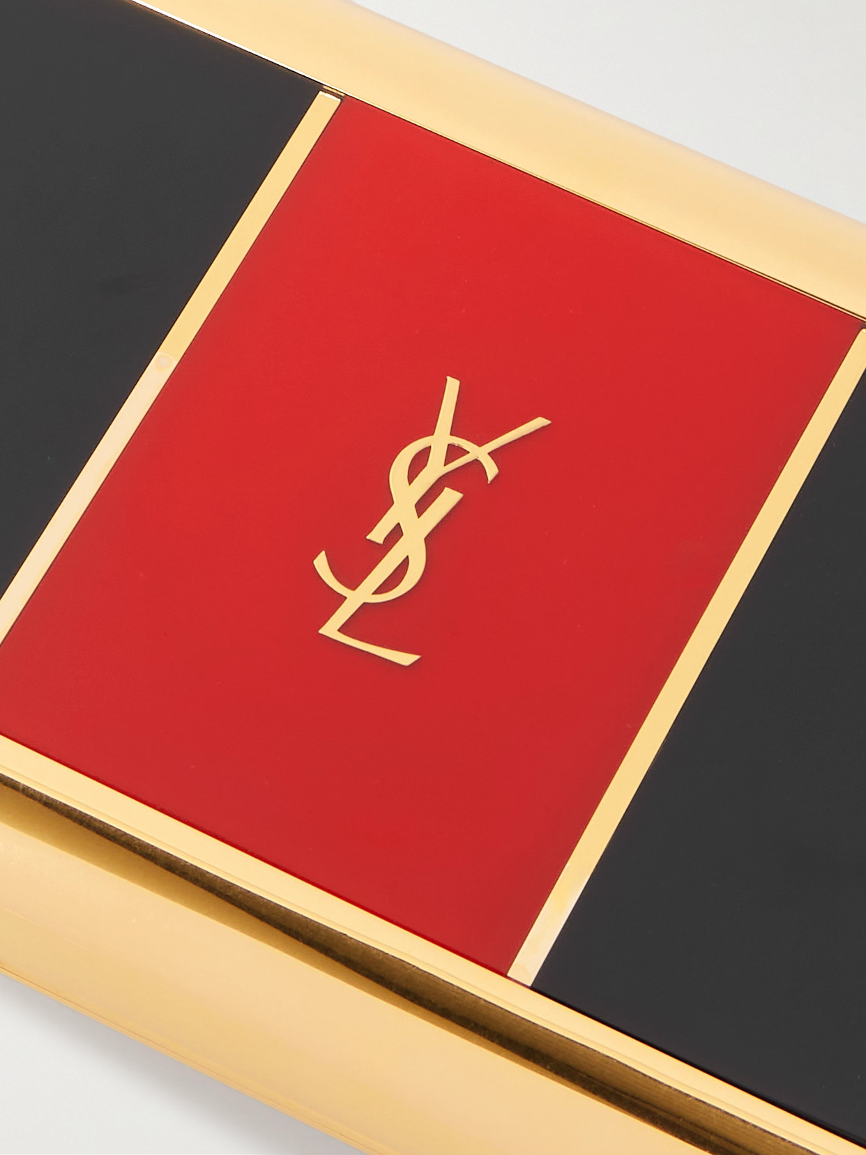 Saint Laurent Gold-tone And Enamel Clutch In Black