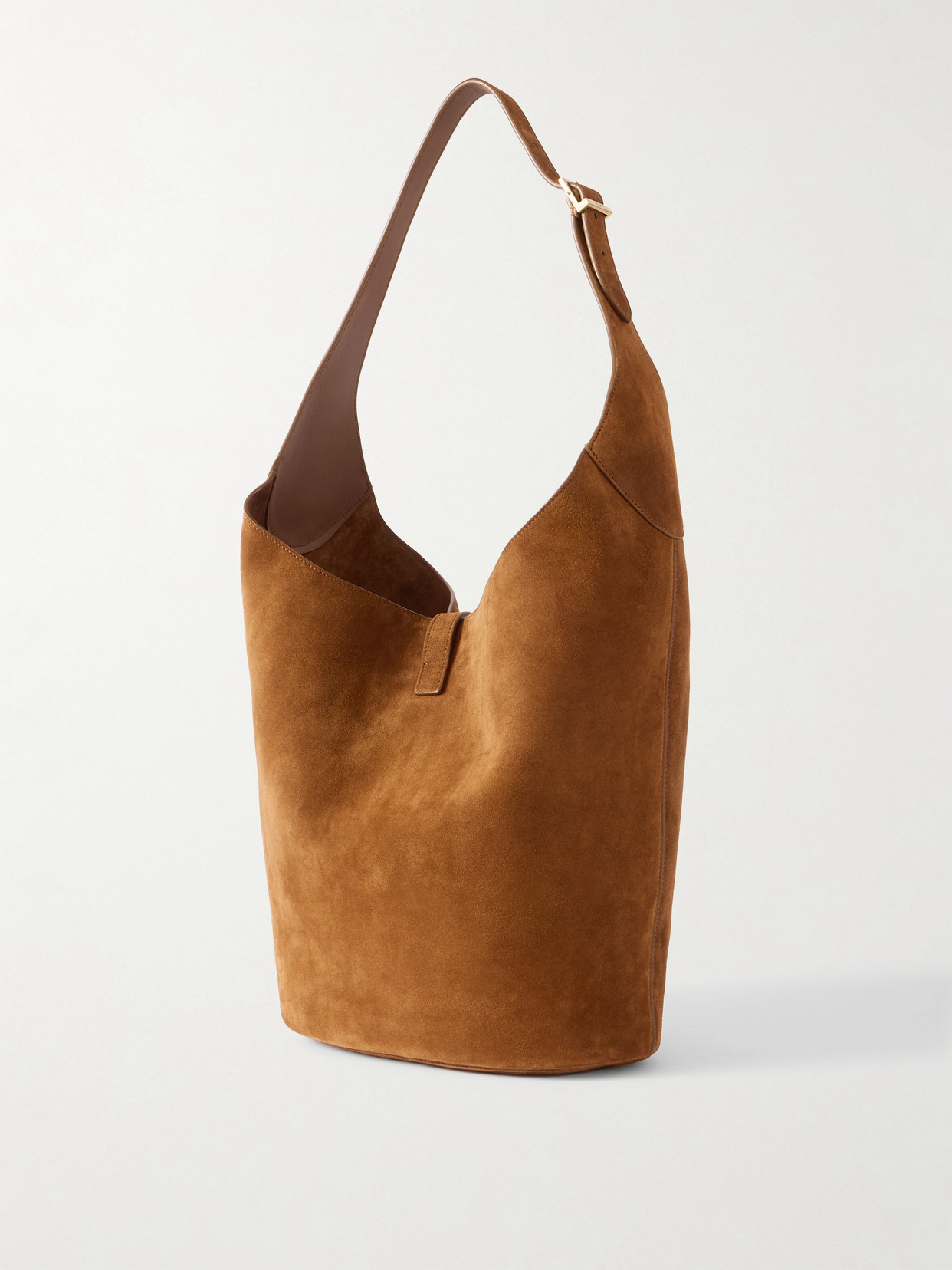 Saint Laurent Le 5 À 7 Suede Shoulder Bag In Brown