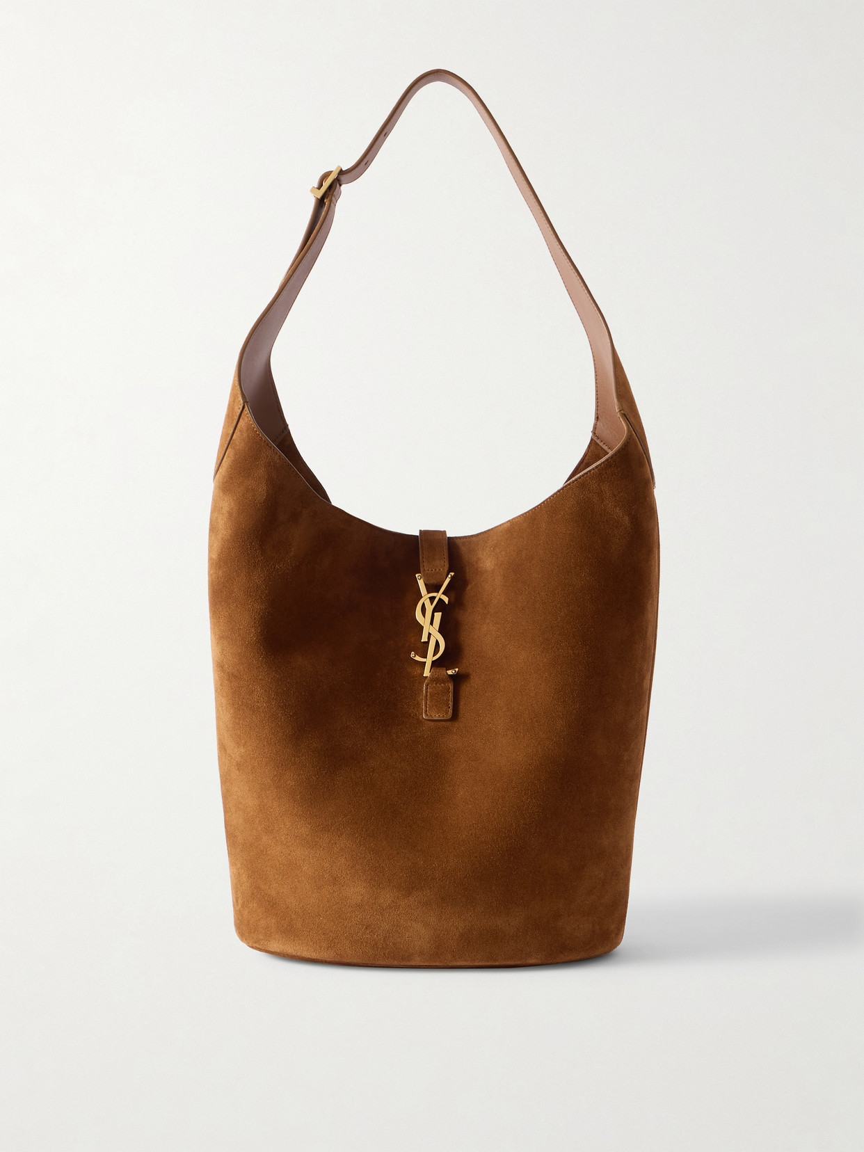 Saint Laurent Le 5 À 7 Suede Shoulder Bag In Brown