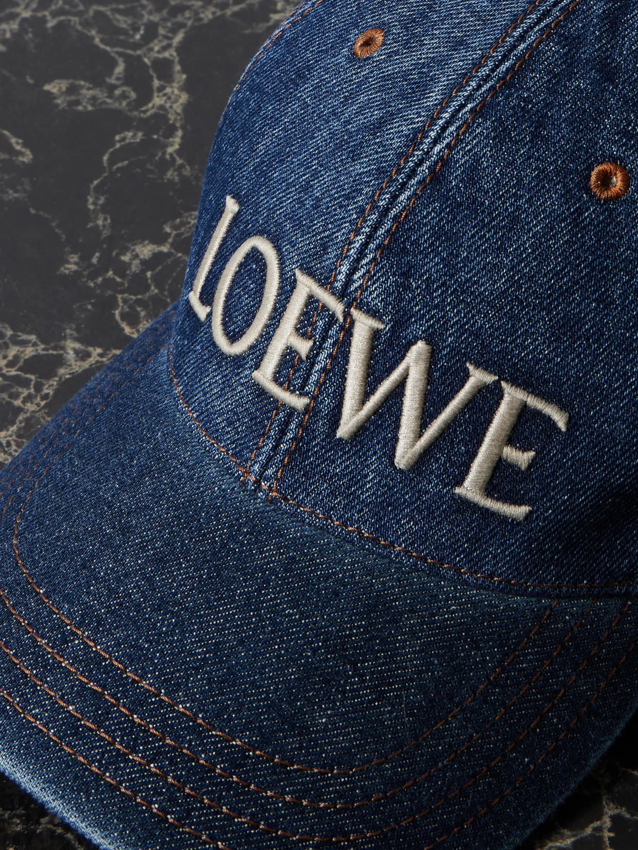LOEWE + PAULA'S IBIZA EMBROIDERED DENIM BASEBALL CAP