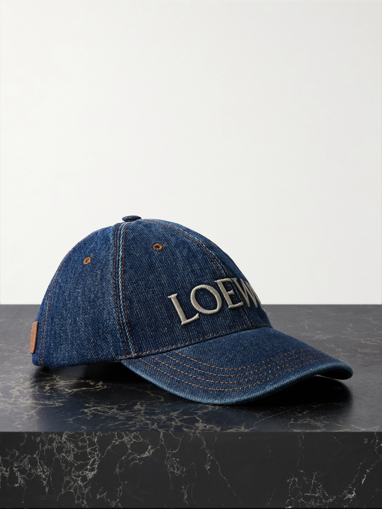 Loewe + Paula's Ibiza Embroidered Denim Baseball Cap In Blue