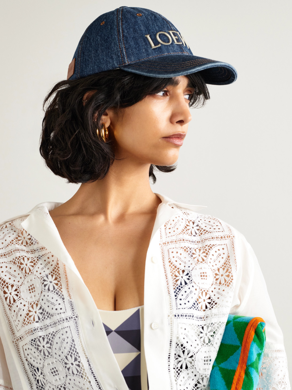LOEWE + PAULA'S IBIZA EMBROIDERED DENIM BASEBALL CAP