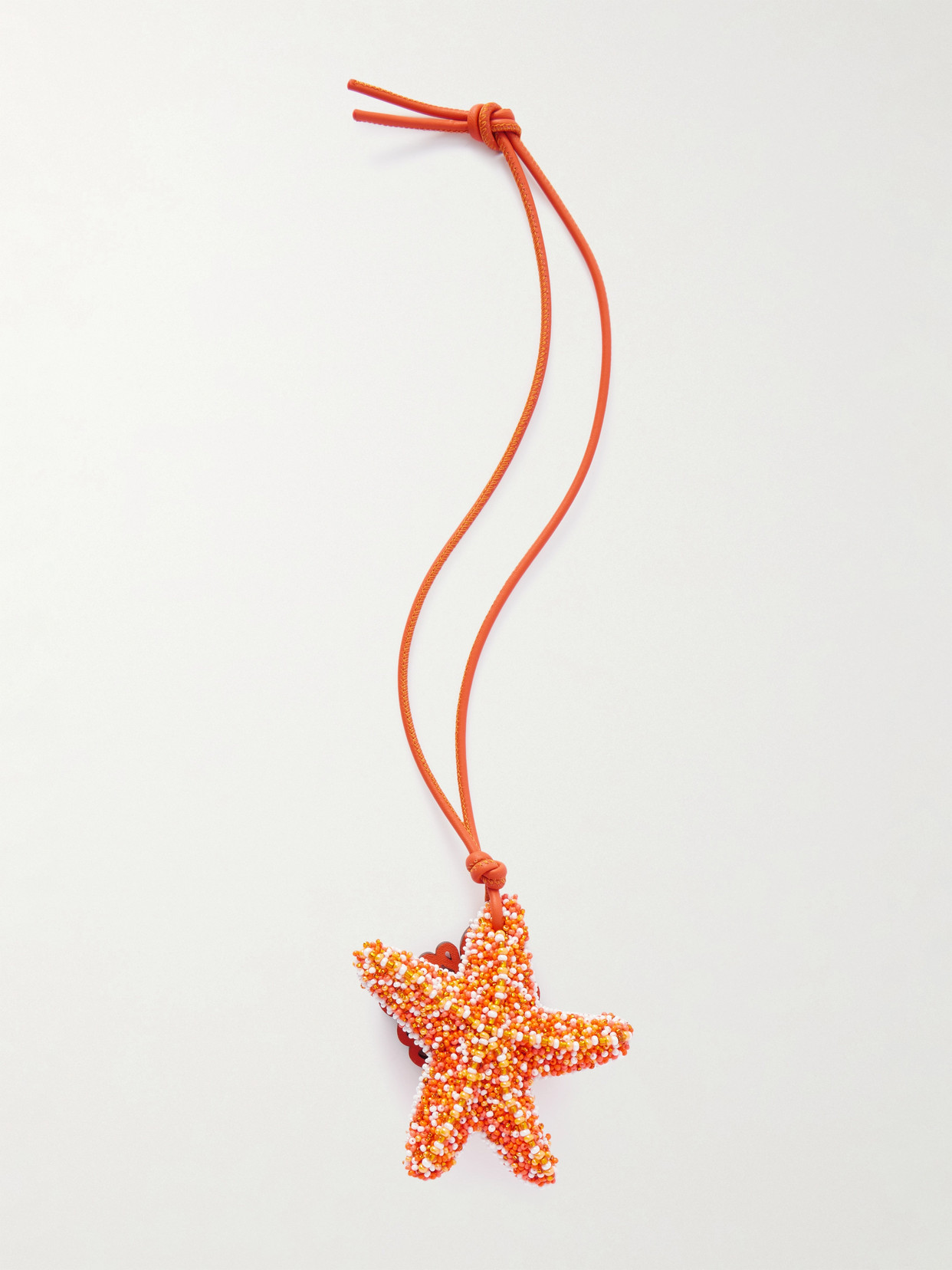Loewe + Paula's Ibiza Star Anagram Beaded Leather Bag Charm In Orange