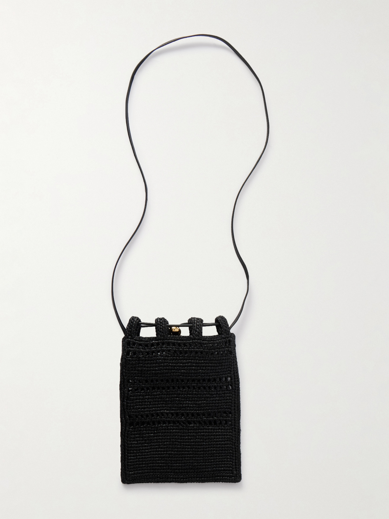 Loewe + Paula's Ibiza Leather-trimmed Embroidered Raffia Shoulder Bag In Black