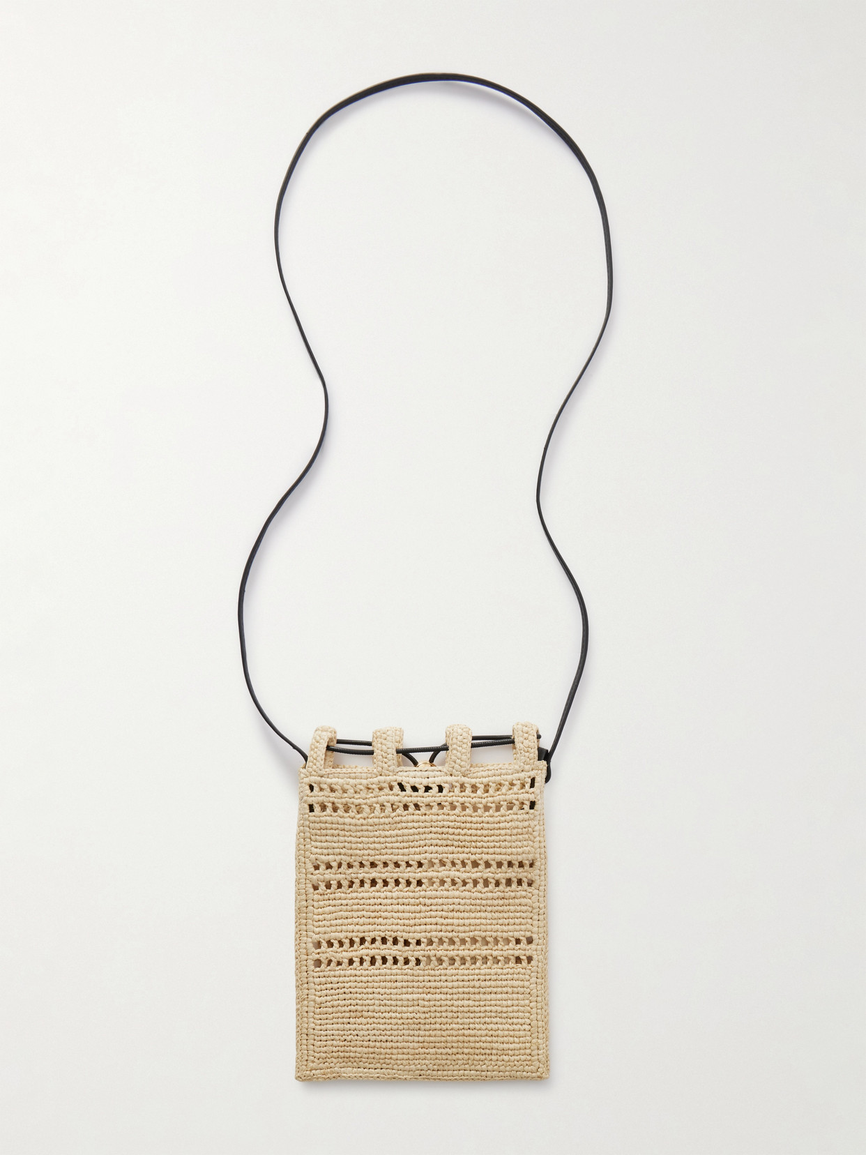 Loewe + Paula's Ibiza Leather-trimmed Embroidered Raffia Shoulder Bag In Neutrals