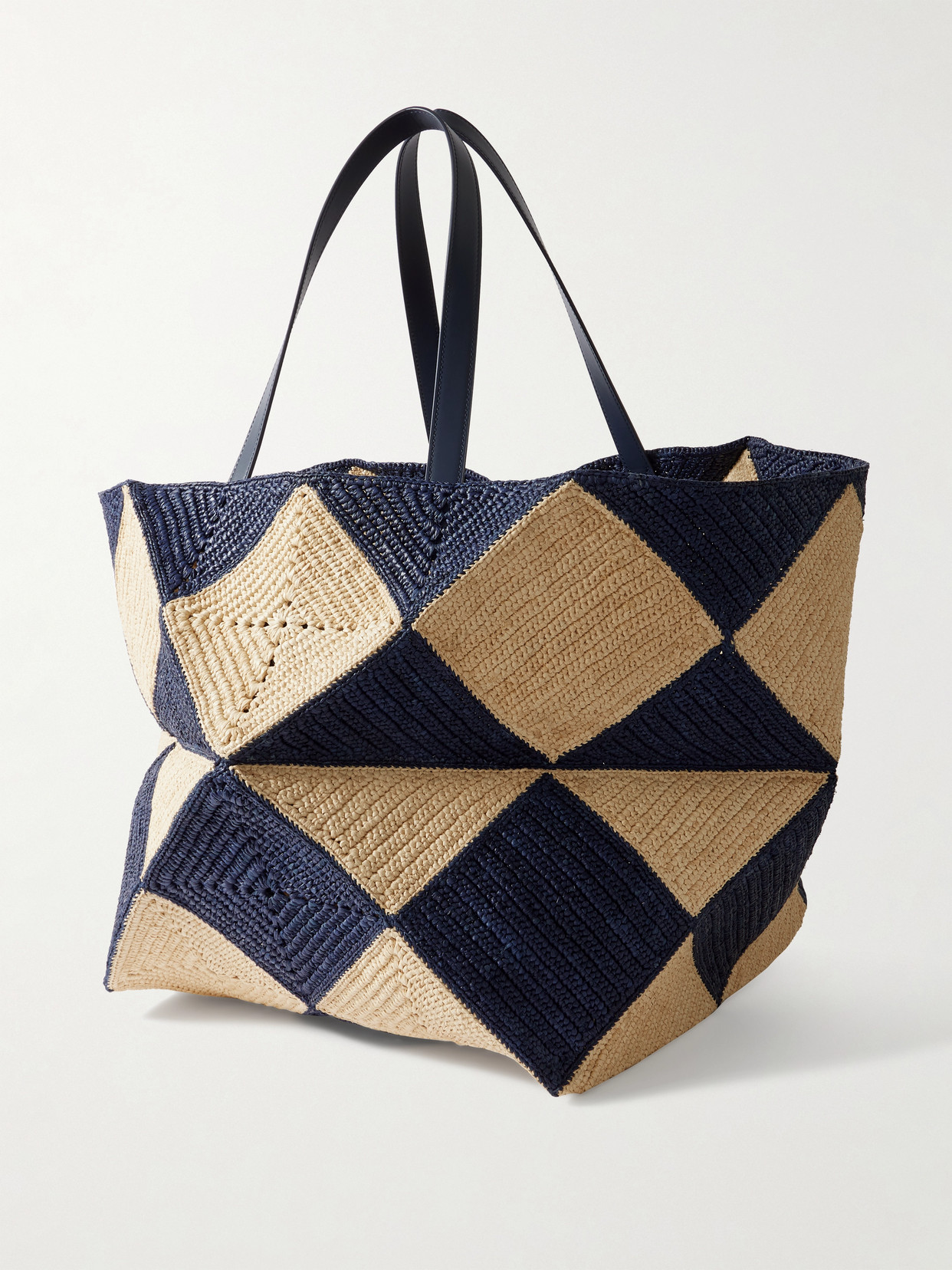 Loewe + Paula's Ibiza Xxl Puzzle Fold Leather-trimmed Raffia Tote Bag In Neutrals