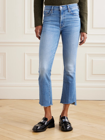 MOTHER The Insider Crop Step Fray high-rise bootcut jeans