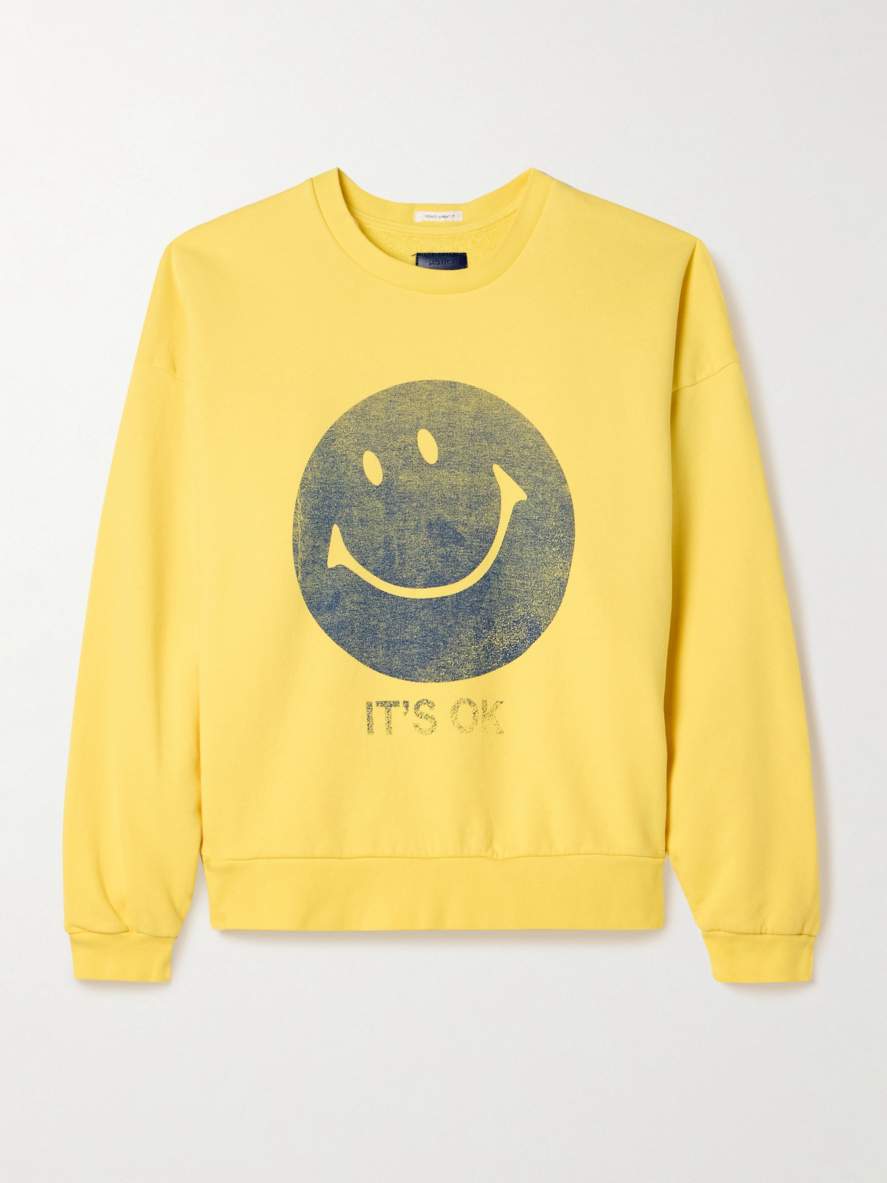 Mother The Drop Square Printed Cotton-jersey Sweatshirt In Yellow