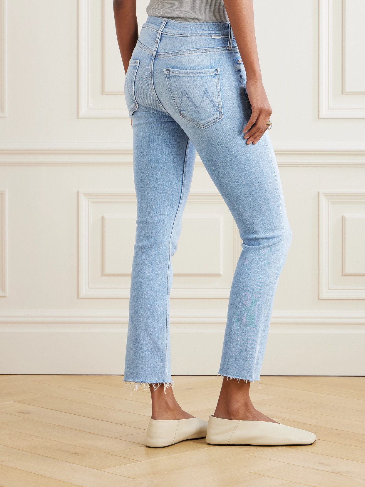 Mother The Mid Rise Dazzler Ankle Slim Jeans In In The Blink Of An Eye In Blue