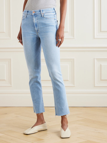 MOTHER The Dazzler Ankle frayed mid-rise slim-leg jeans