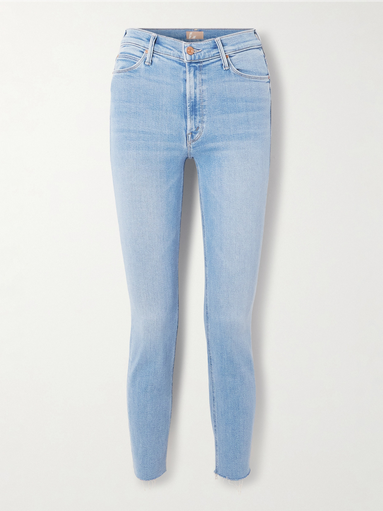 Mother The Mid Rise Dazzler Ankle Slim Jeans In In The Blink Of An Eye In Blue