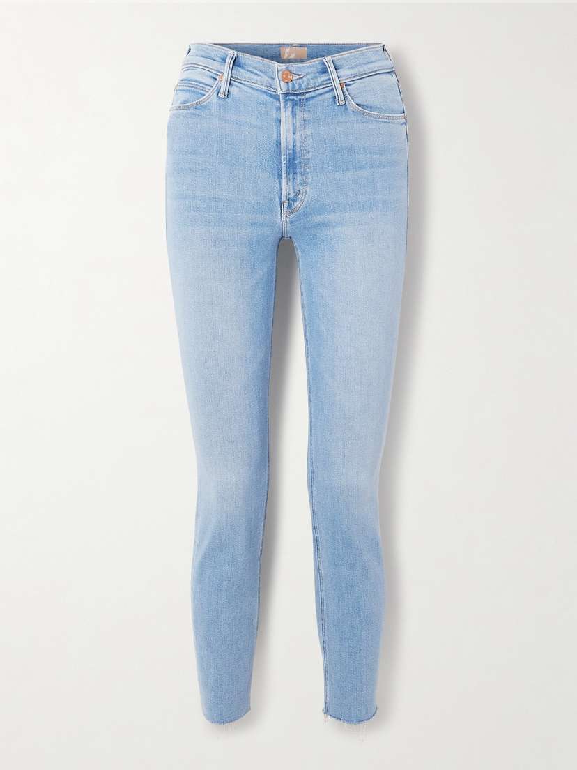 Mother The Dazzler Ankle Frayed Mid-rise Slim-leg Jeans