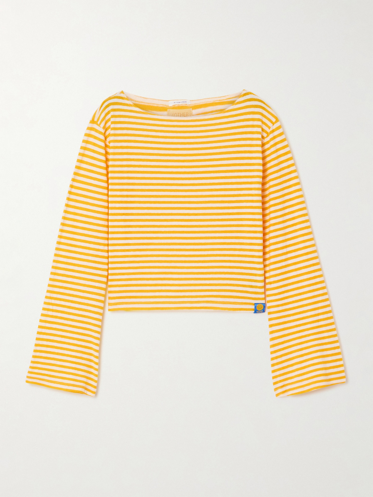 Mother The Skipper Bell Striped Stretch-cotton Sweater In Yellow