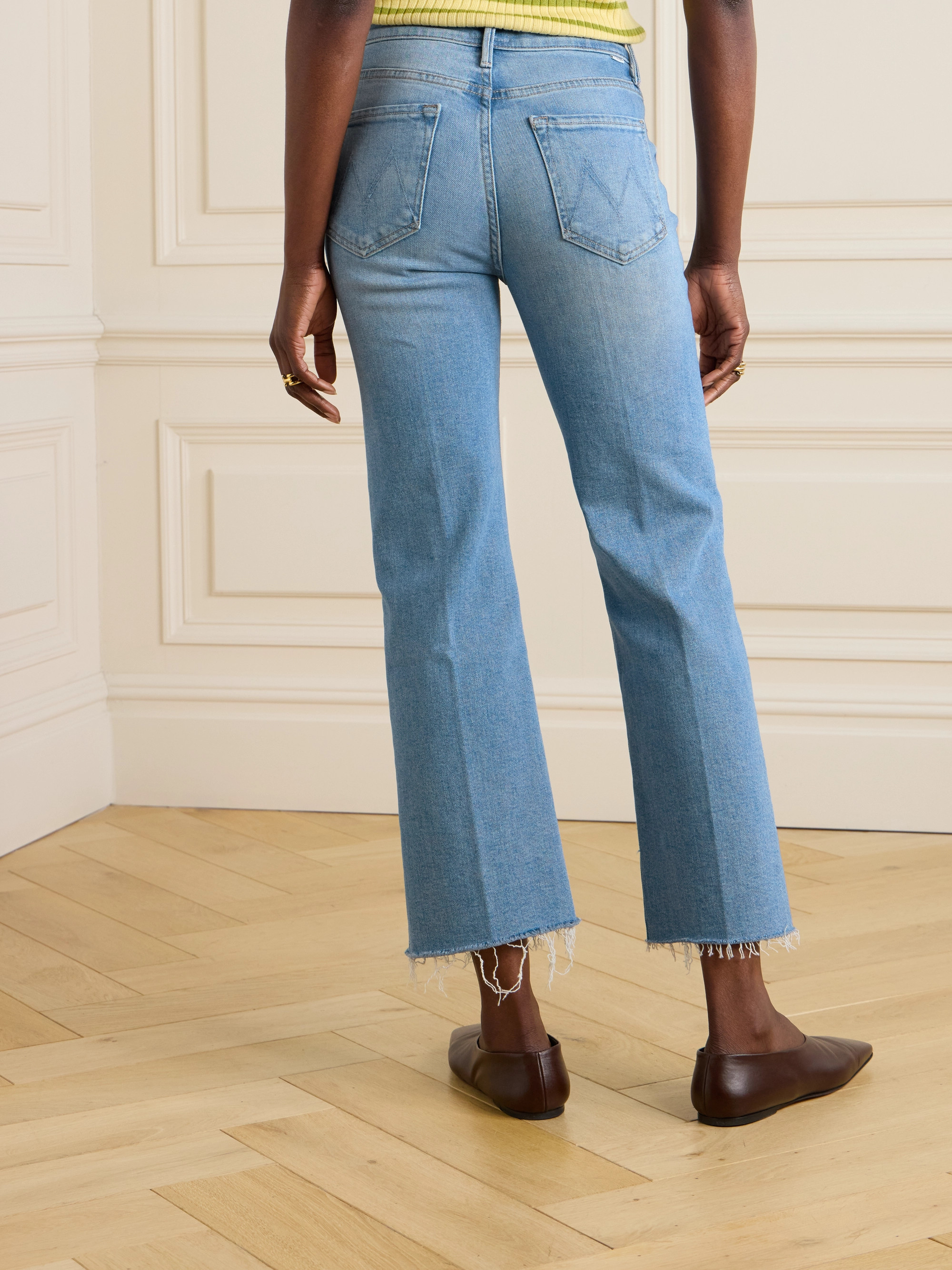 MOTHER The Kick It Ankle Fray distressed high-rise straight-leg jeans thumbnail