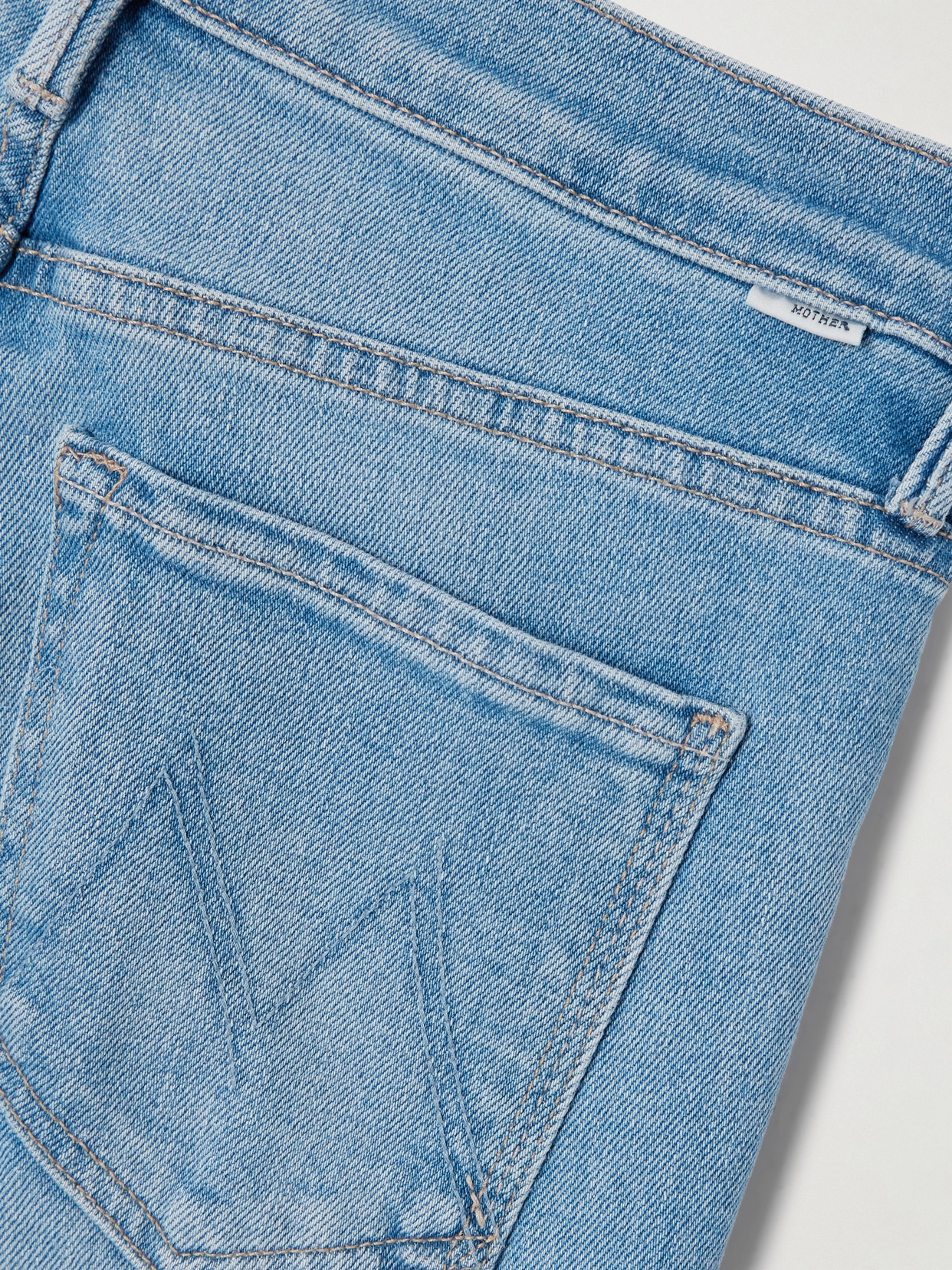 Mother The Kick It Ankle Fray Distressed High-rise Straight-leg Jeans In Blue