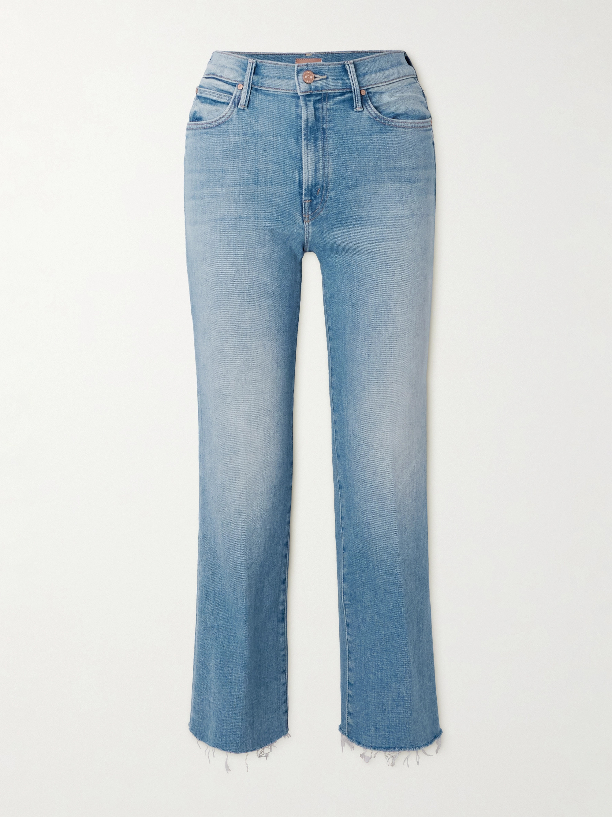 MOTHER The Kick It Ankle Fray distressed high-rise straight-leg jeans thumbnail