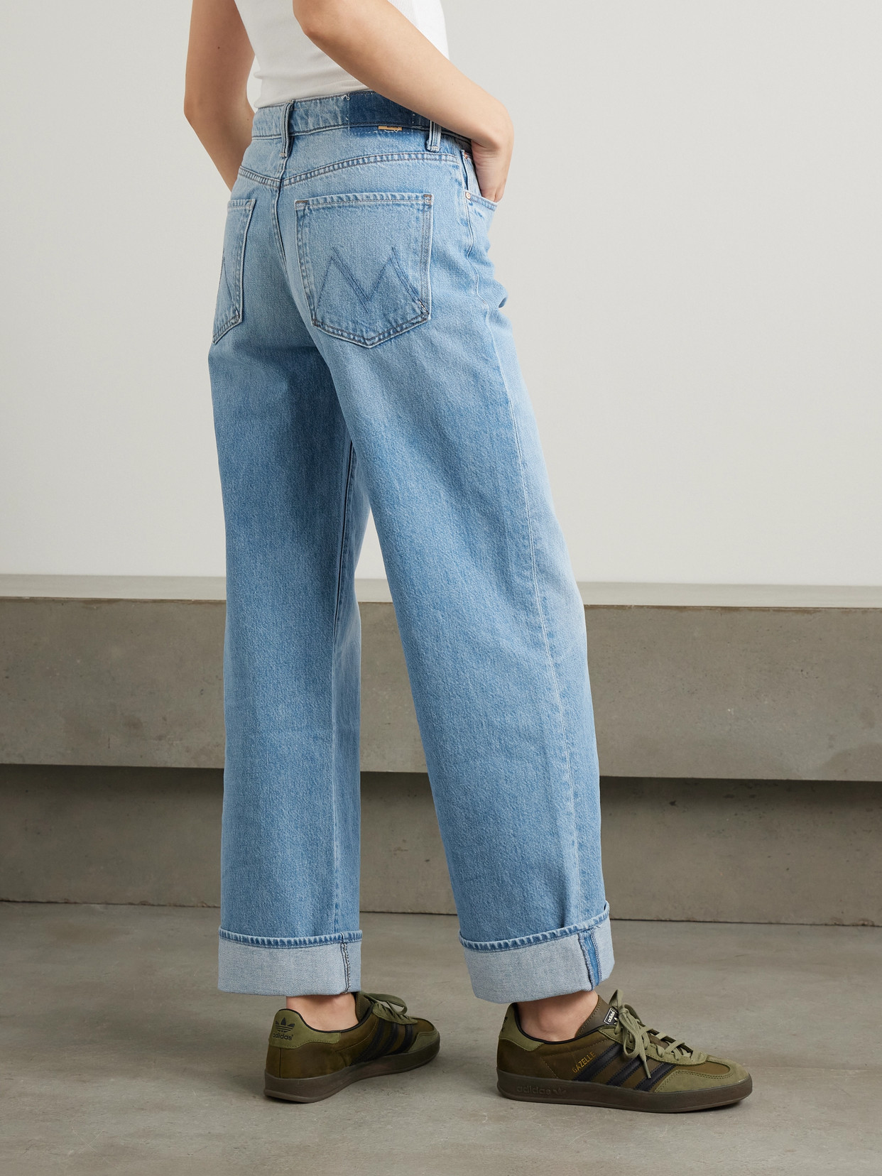Mother The Rider Frayed High Waist Ankle Straight Leg Jeans In Blue