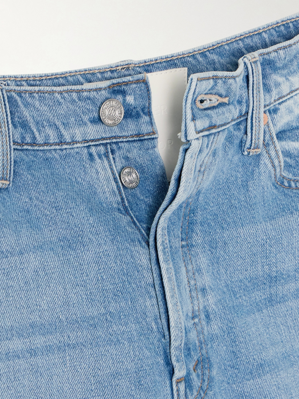 Mother The Rider Frayed High Waist Ankle Straight Leg Jeans In Blue