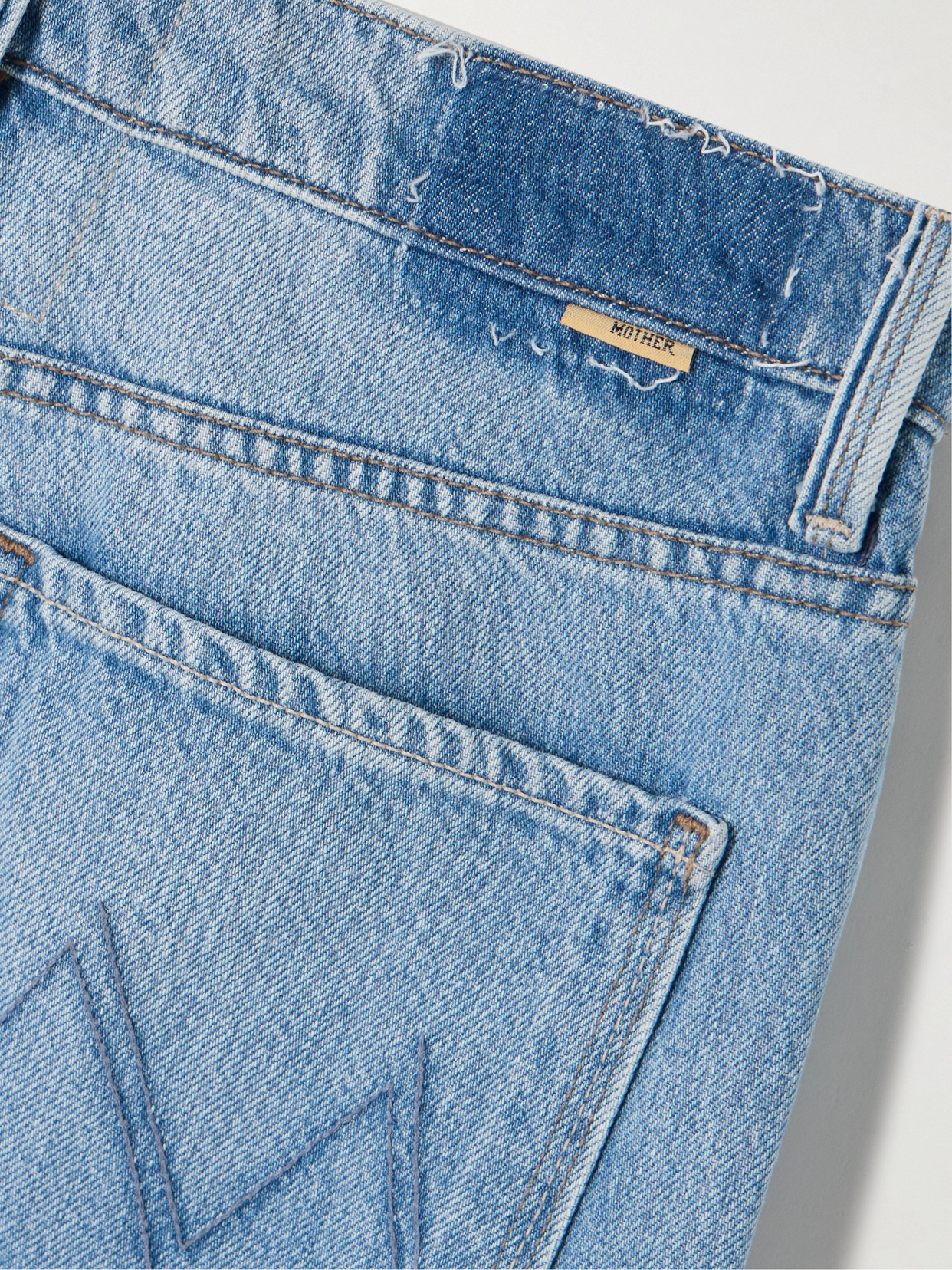 Mother The Rider Frayed High Waist Ankle Straight Leg Jeans In Blue