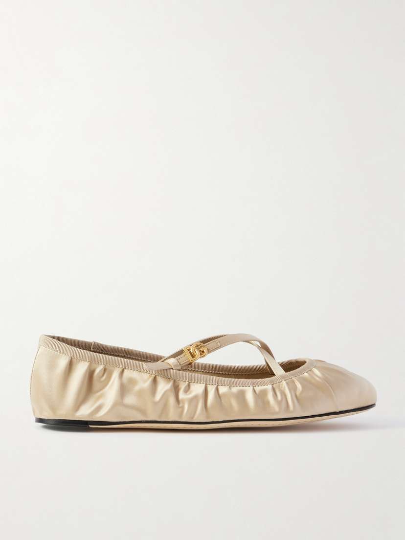 Dolce & Gabbana Gathered Satin Mary Jane Ballet Flats
