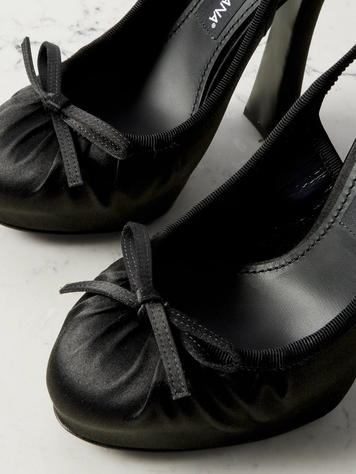 Dolce & Gabbana Satin Slingback Platform Shoes In Black
