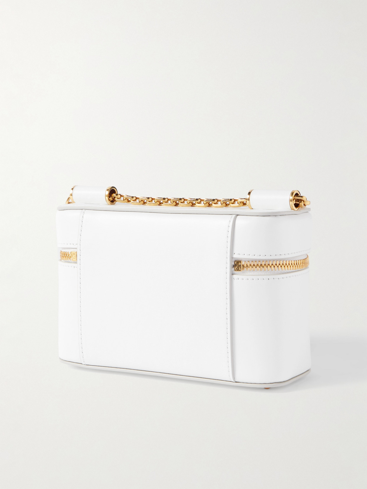 Dolce & Gabbana Sicily Leather Shoulder Bag With Metal Logo Tag In White