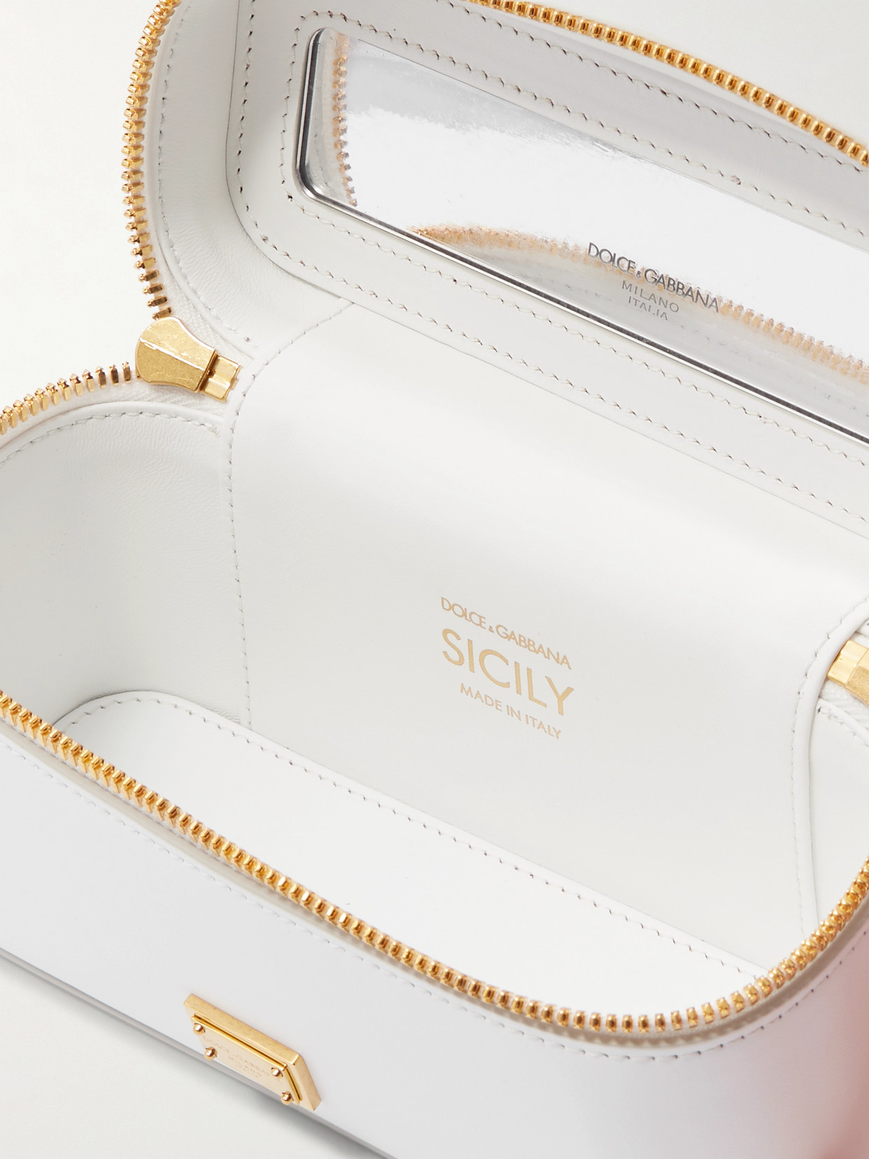 Dolce & Gabbana Sicily Leather Shoulder Bag With Metal Logo Tag In White
