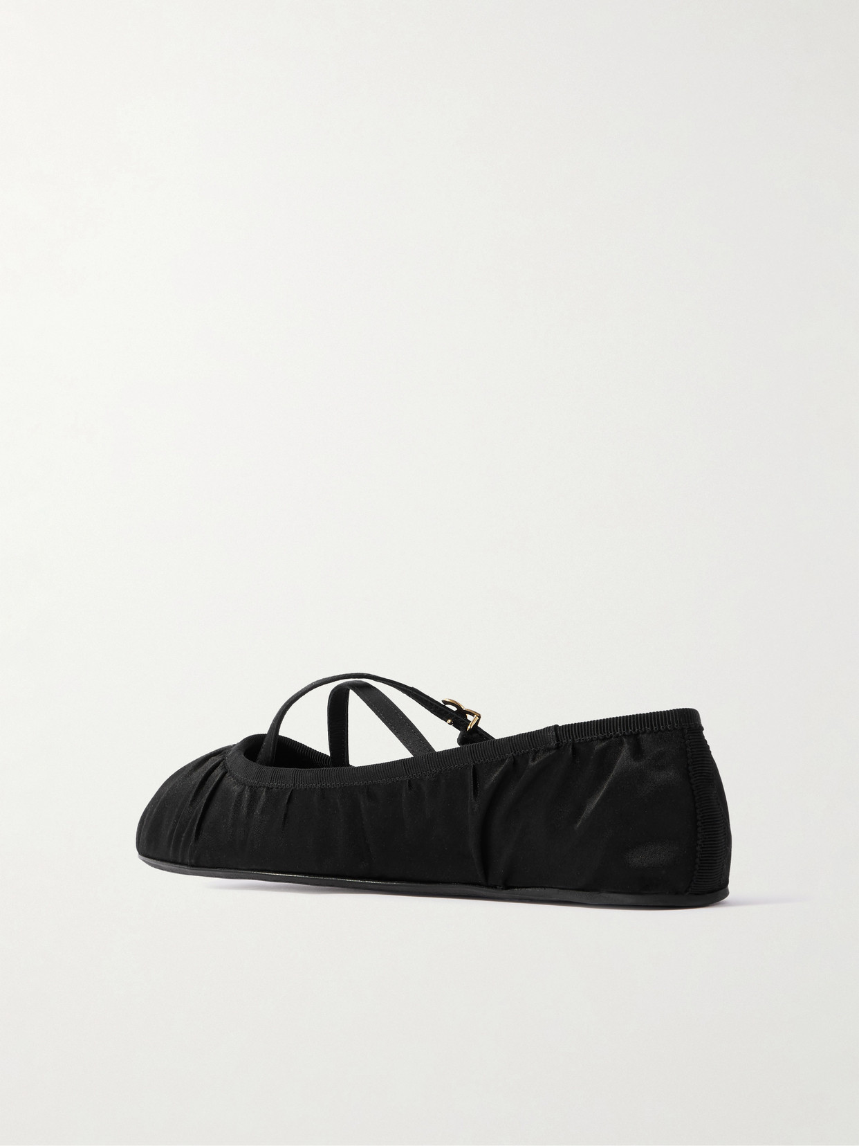 Dolce & Gabbana Gathered Satin Mary Jane Ballet Flats In Black