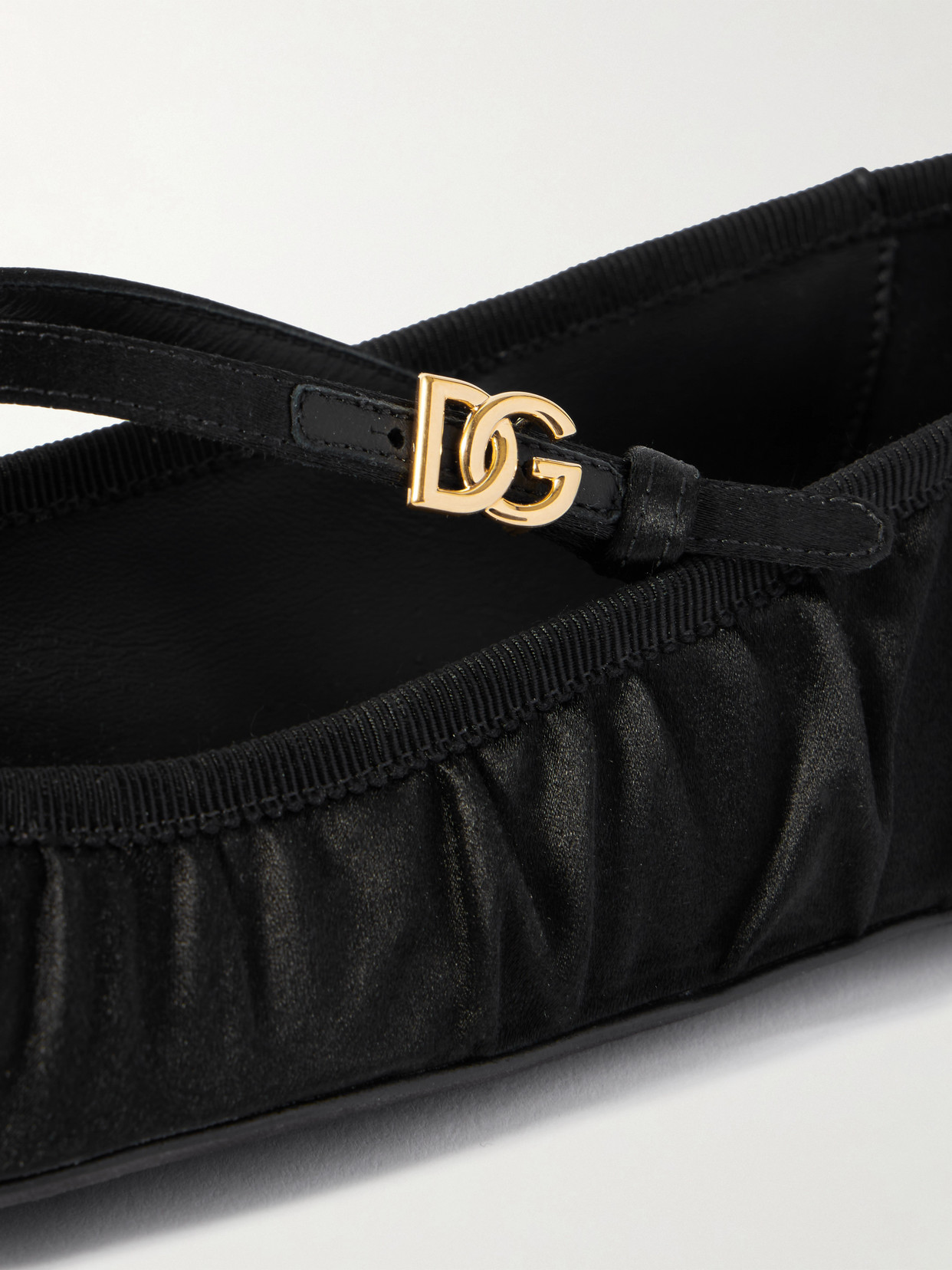 Dolce & Gabbana Gathered Satin Mary Jane Ballet Flats In Black