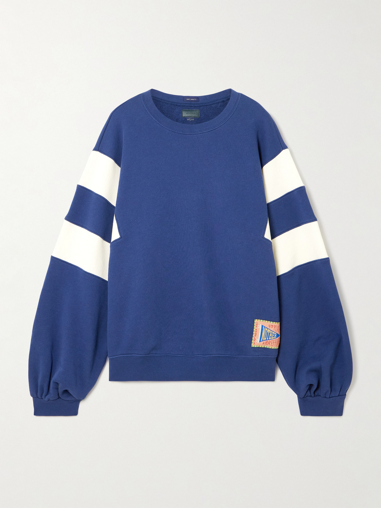 Mother The Drop Square Inset Oversized Striped Cotton-jersey Sweatshirt In Blue
