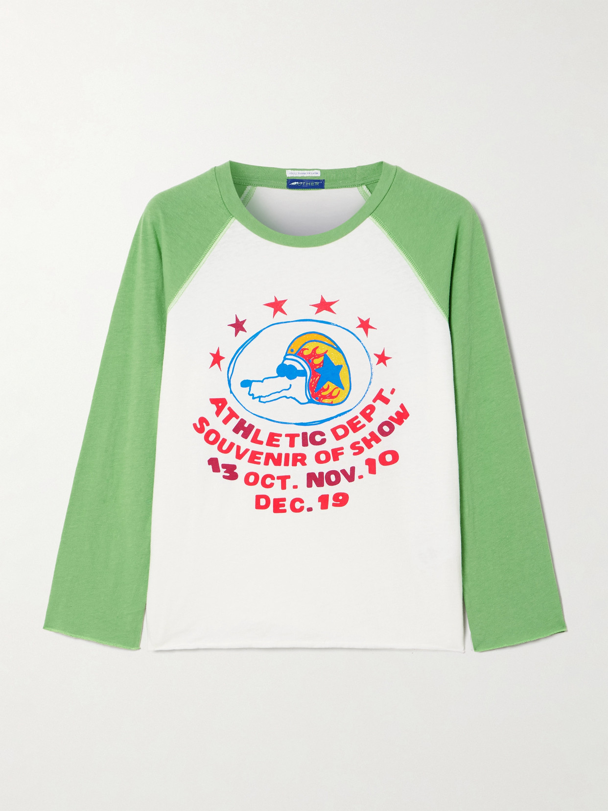 Mother The Sporty Concert Printed Cotton-jersey T-shirt In Green