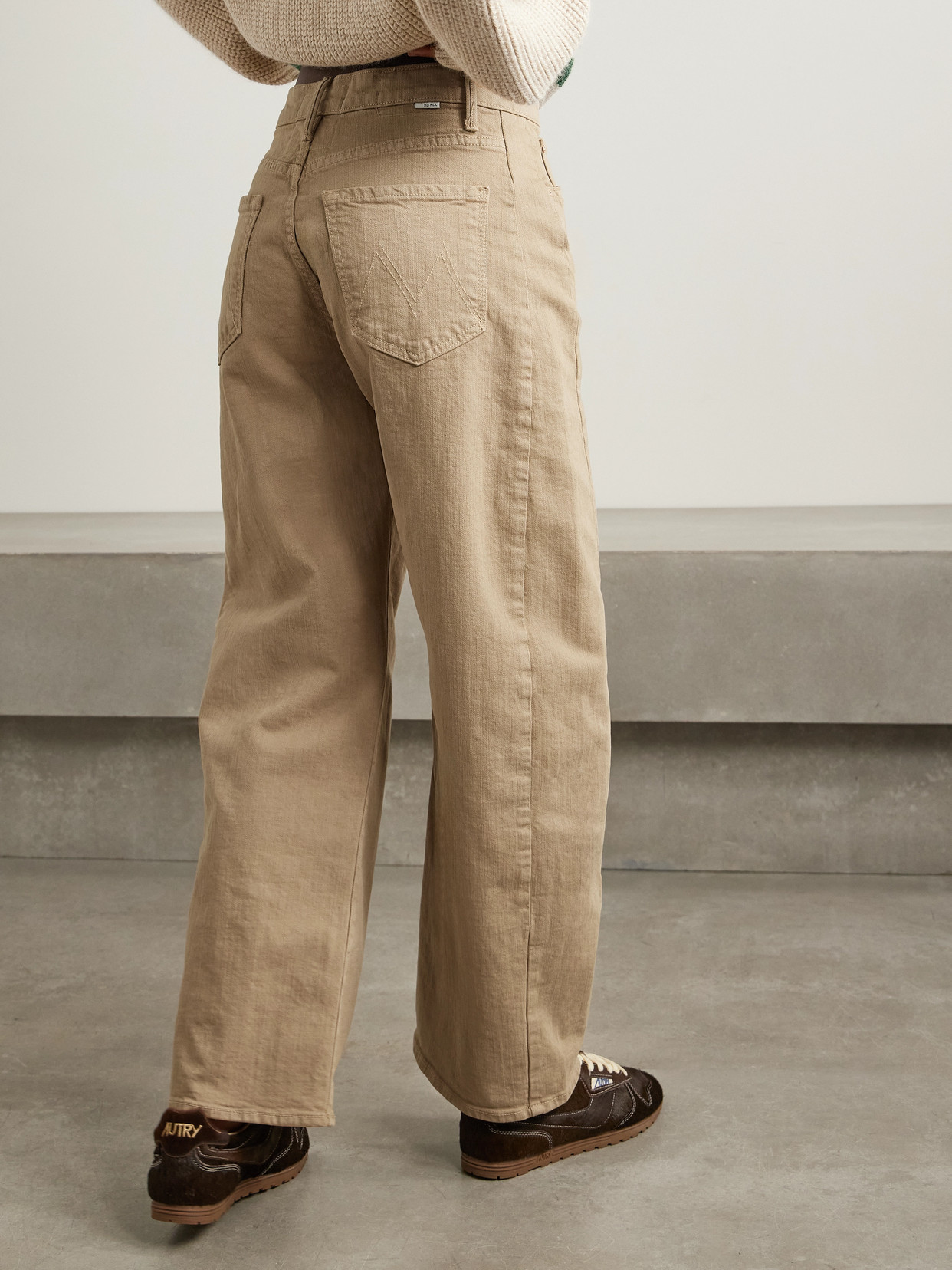 Mother The Dodger Flood High Rise Jeans In Dark Khaki In Brown