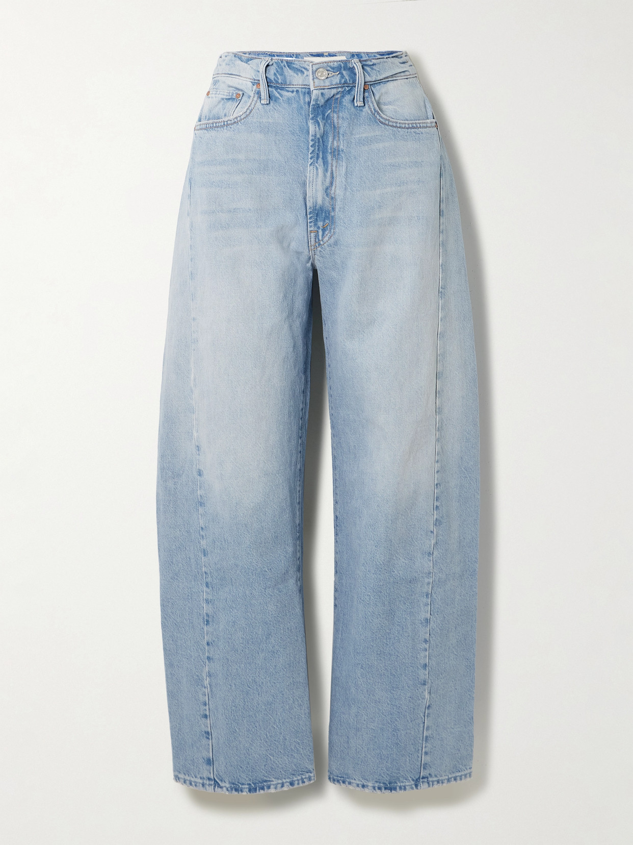 Mother The Full-pipe Flood High-rise Tapered Jeans In Blue