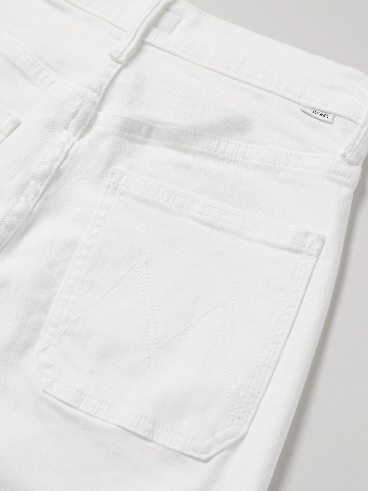 Shop Mother The Patch Pocket Undercover Sneak High-rise Wide-leg Jeans In White