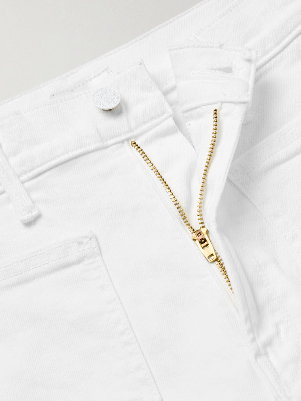 Shop Mother The Patch Pocket Undercover Sneak High-rise Wide-leg Jeans In White