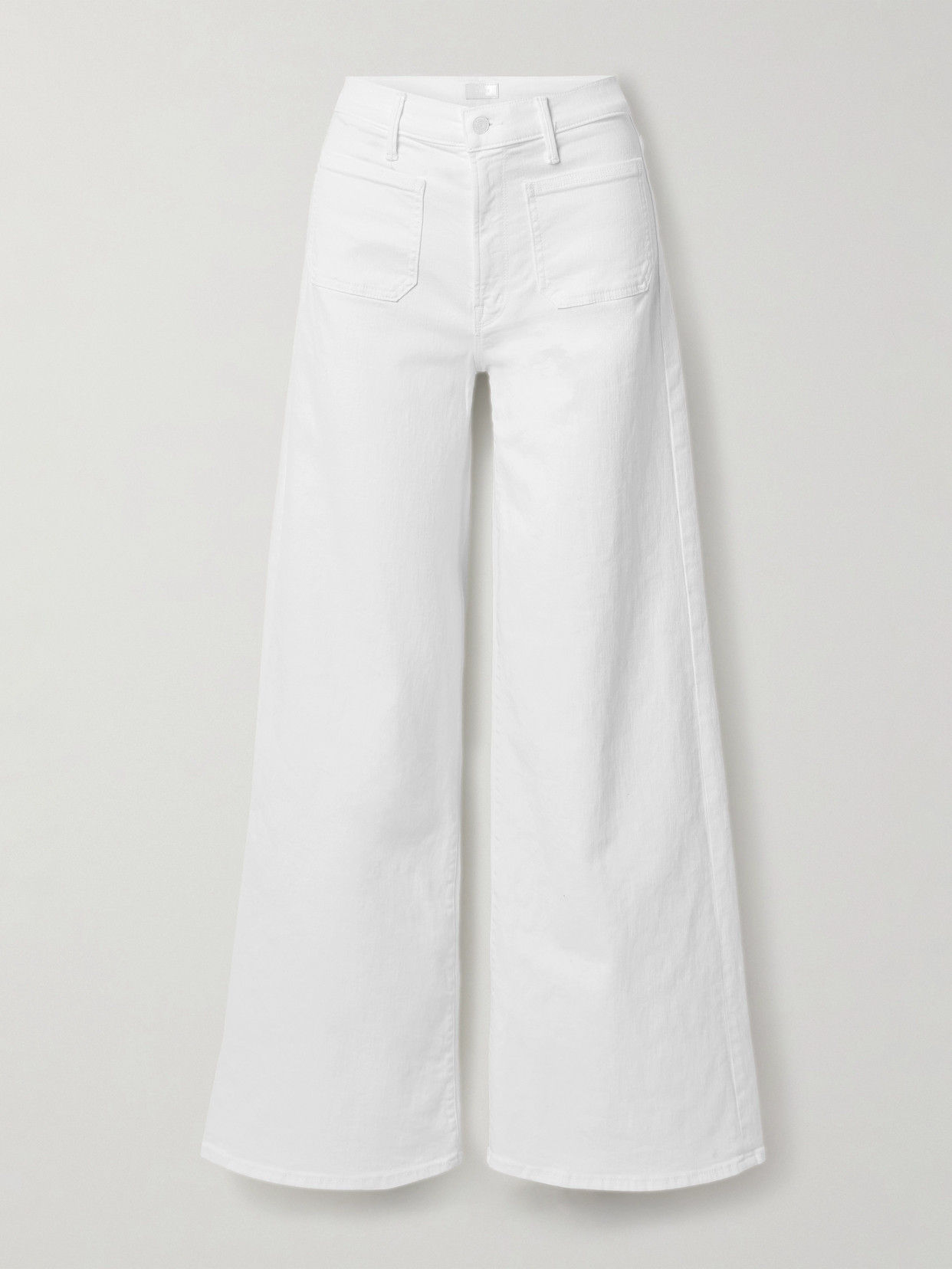 Shop Mother The Patch Pocket Undercover Sneak High-rise Wide-leg Jeans In White