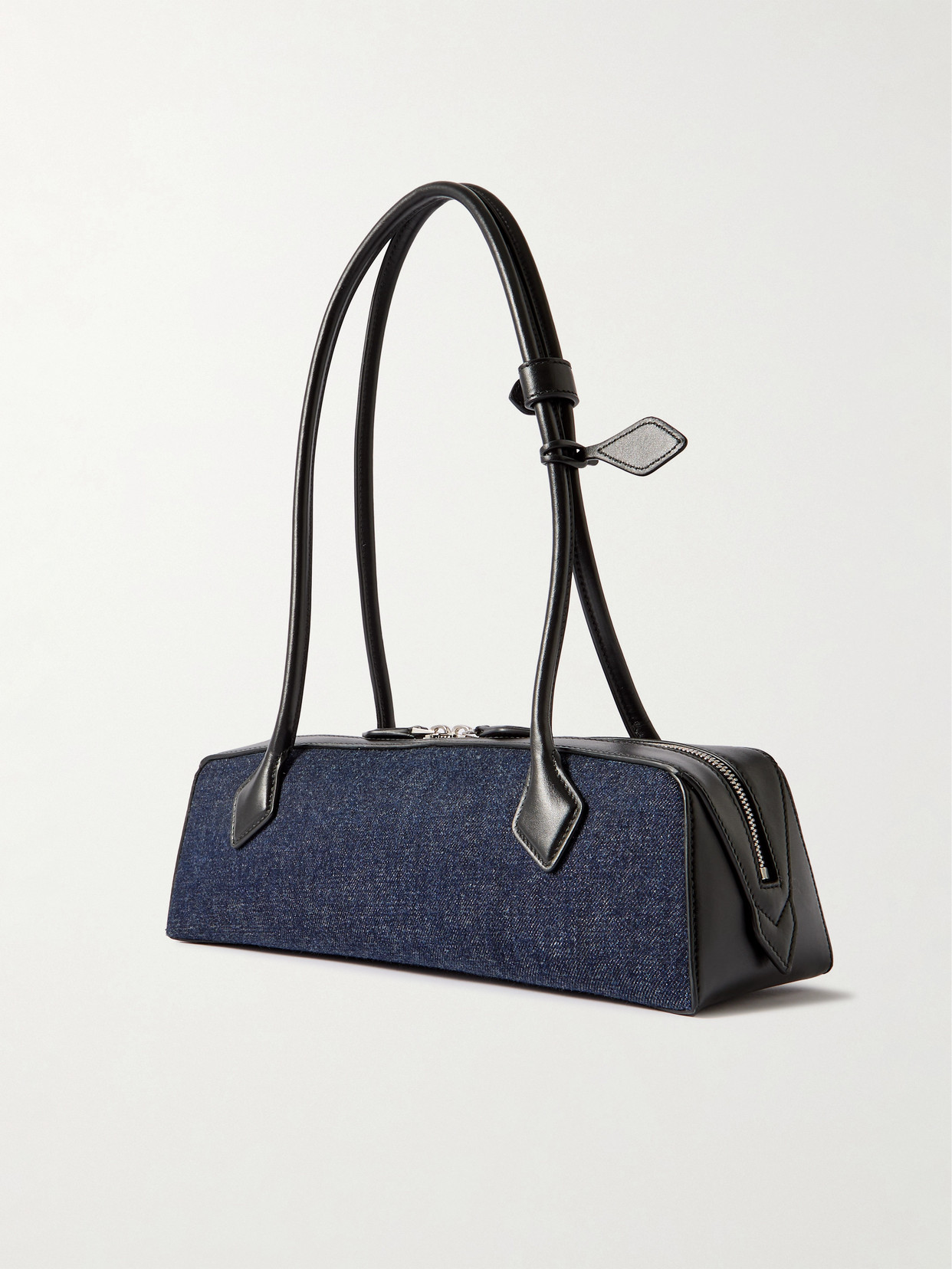 Alaïa Le Teckel Medium Denim Shoulder Bag In Blue