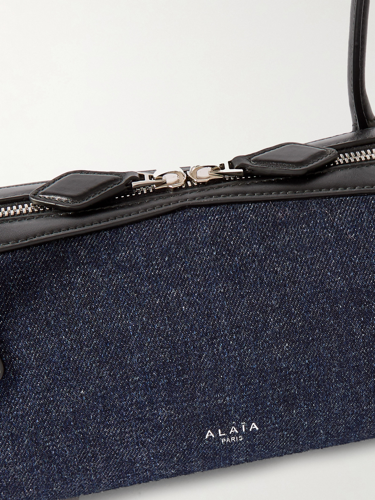 Alaïa Le Teckel Medium Denim Shoulder Bag In Blue