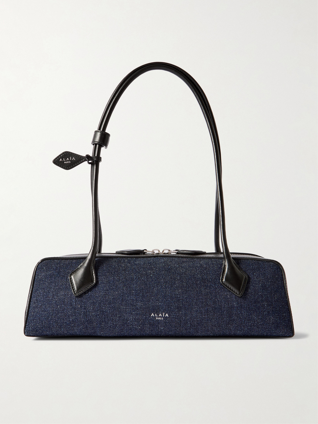 Alaïa Le Teckel Medium Denim Shoulder Bag In Blue